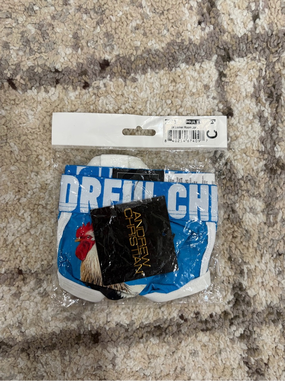 Andrew Christian Blue White Rooster Graphic Briefs